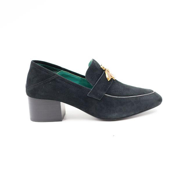 Women's Black Suede Penny Loafers