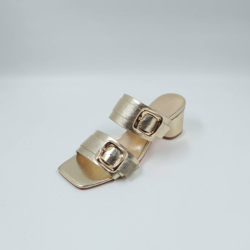 Buckle Cuba Medium Heel Gold