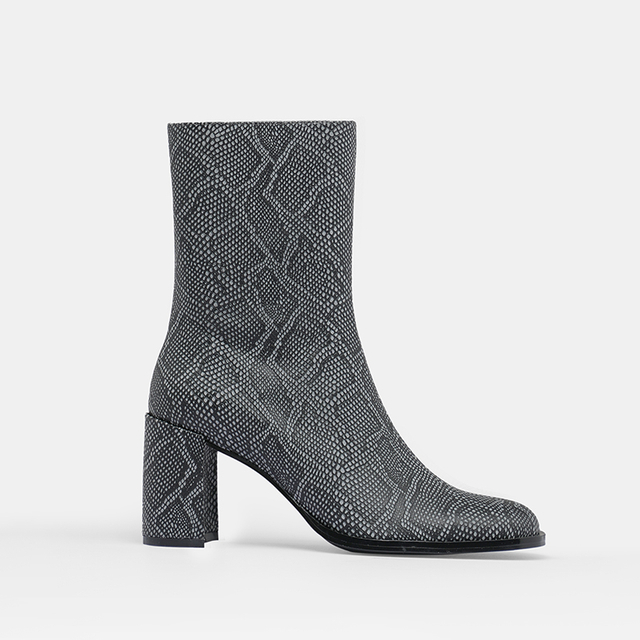 Women's Python Leather Block Heel Boots