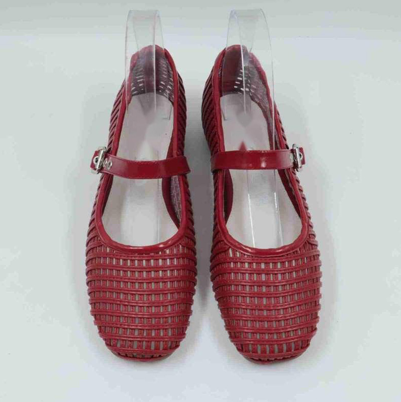 Ruby Wine Plaited Strap Ballet