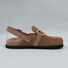Cognac Suede Chunky Platform Clogs