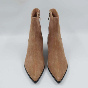 Suede Block Mid-heel Ankle Boots