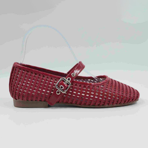 Ruby Wine Plaited Strap Ballet