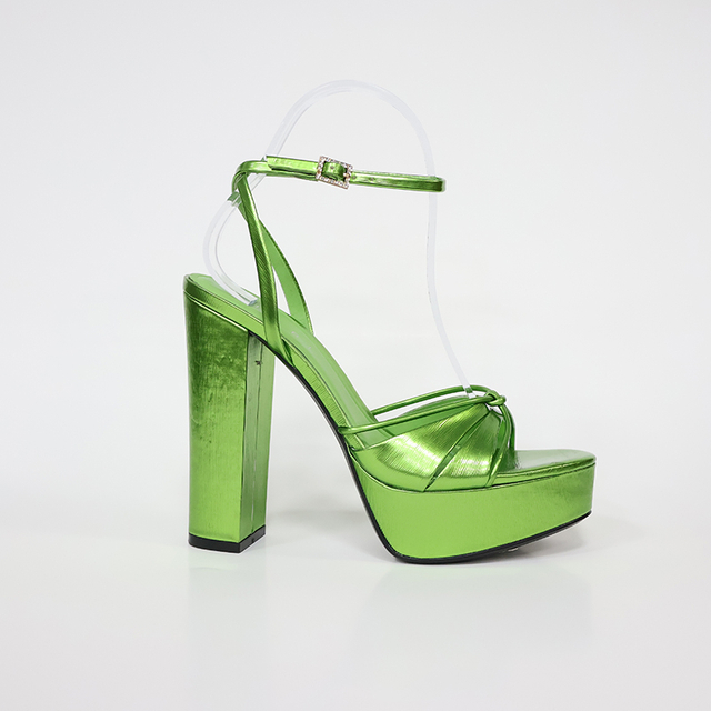 Green Metalic Leather Platform Shoes