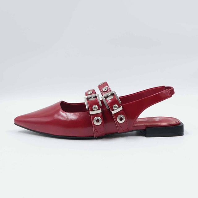 Red Closed Toe Sling Back Maryjane Shoes