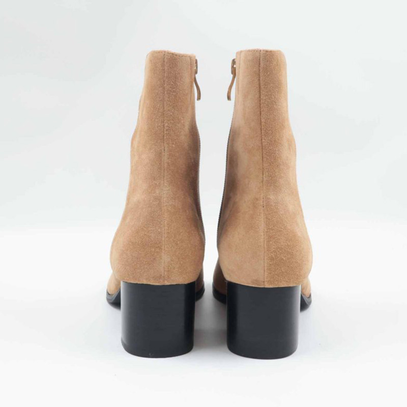 Suede Block Mid-heel Ankle Boots