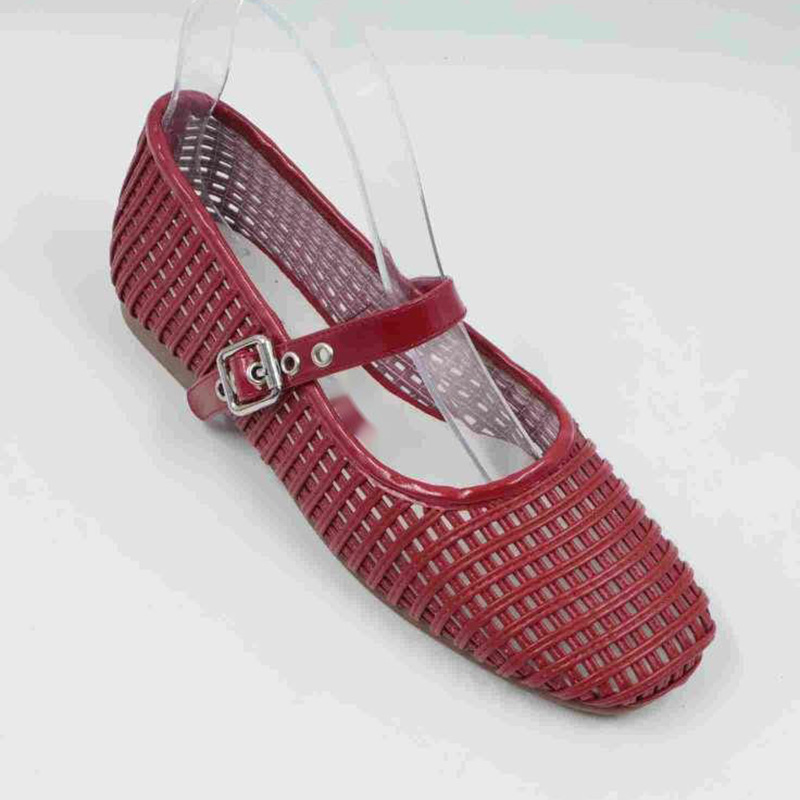 Ruby Wine Plaited Strap Ballet