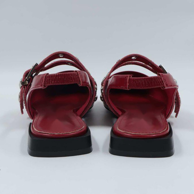 Red Closed Toe Sling Back Maryjane Shoes