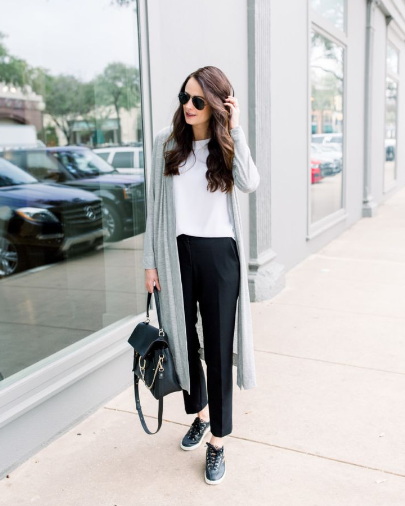 Light Colors Women Trousers with Black Shoes_3