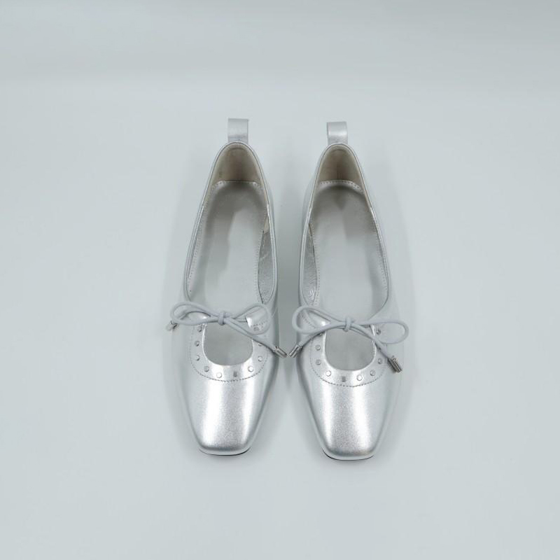 Ballet Flats Distressed Silver