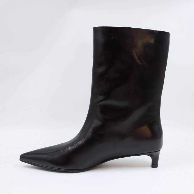 Leather Ankle Boots Kitten Heel