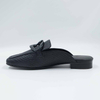 Myla Black Leather Metal Trim Loafer