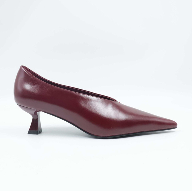 Burgandy Leather Stiletto Heeled Pump