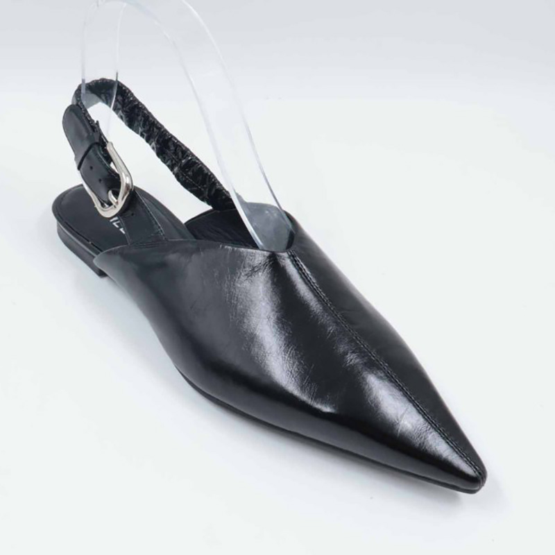 Wrinkle Wax Leather Slig Back Flat