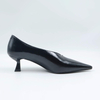 Wax Leather Slip on Heeled Court Shoe