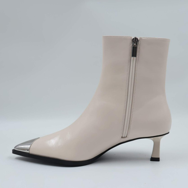 Metal Toe Cap Heeled Ankle Boots