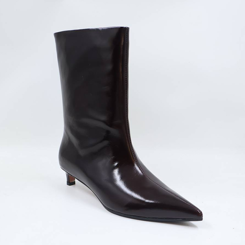 Leather Ankle Boots Kitten Heel