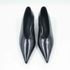 Wax Leather Slip on Heeled Court Shoe