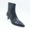 Leather Black Heel Boots with Zip