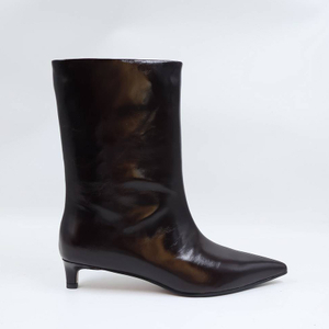 Leather Ankle Boots Kitten Heel